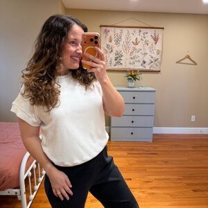 NWT THE GREAT. White Cotton Terry Sweatshirt Top 0 Oversized XS